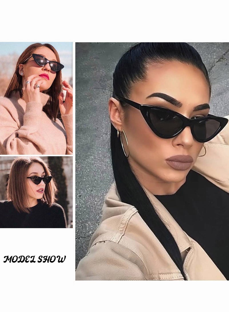 roaiss Women's Cat Eye Sunglasses, UV400 Protection Sunglasses with Black   Frame, Fashion Anti-glare Sun Shades for Women with Glasses Case, 34mm, Grey Lens - Image 2