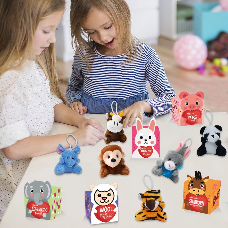 ATFUNSHOP Valentines Day Gifts for Kids 30 Pack with Animal Plush Toys Gift Card in Bulk Exchange for Girls Boys Class Classroom - Image 2