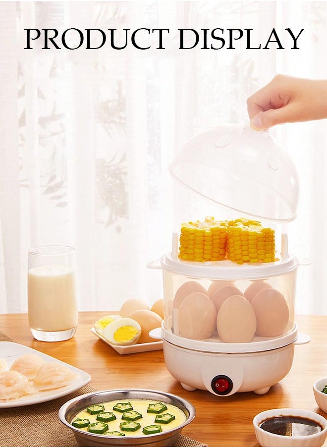 DUNISO - Double Layer Egg Cooker, Multifunctional Electric Steam Egg Boiler, Quick Egg Boiler With Handle， Automatic Power Off, High Temperature Resistance,Can Cook 14 Eggs, 350W, 15 * 21cm - Image 1