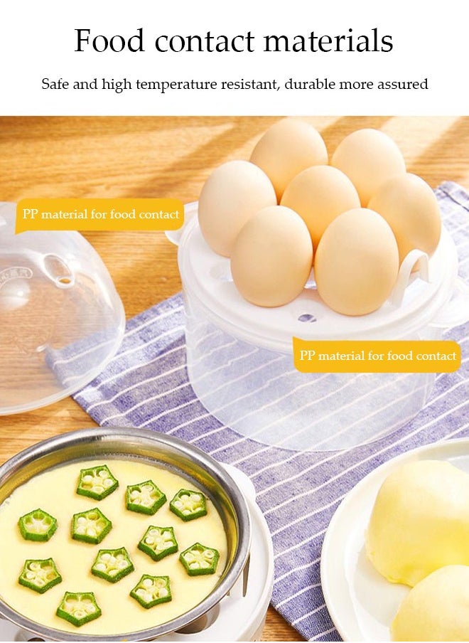 DUNISO Double Layer Egg Cooker, Multifunctional Electric Steam Egg Boiler, Quick Egg Boiler With Handle， Automatic Power Off, High Temperature Resistance,Can Cook 14 Eggs, 350W, 15 * 21cm  - Image 4