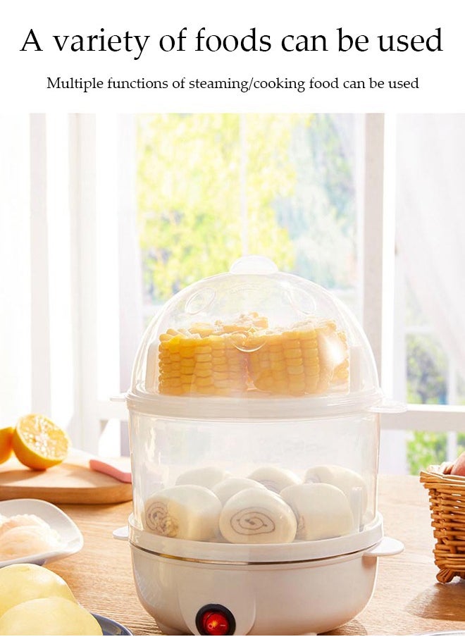 DUNISO - Double Layer Egg Cooker, Multifunctional Electric Steam Egg Boiler, Quick Egg Boiler With Handle， Automatic Power Off, High Temperature Resistance,Can Cook 14 Eggs, 350W, 15 * 21cm - Image 1