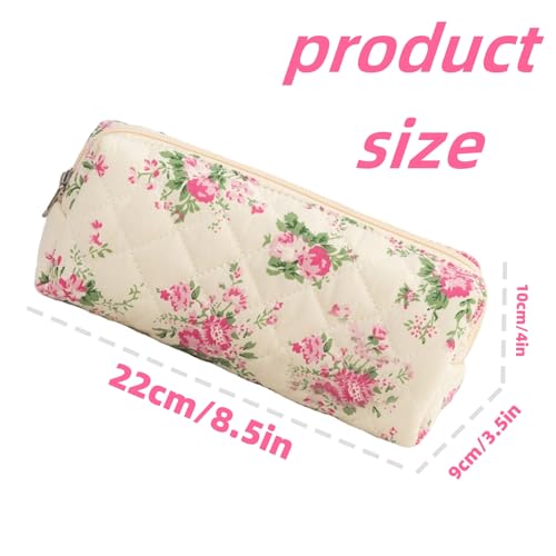 Carry bloom Pencil Pouch Cute Pencil Case for Girls Aesthetic Pencil Bag with Zipper Pen Cases School Supplies Makeup Bag (2 flower pink) - Image 2