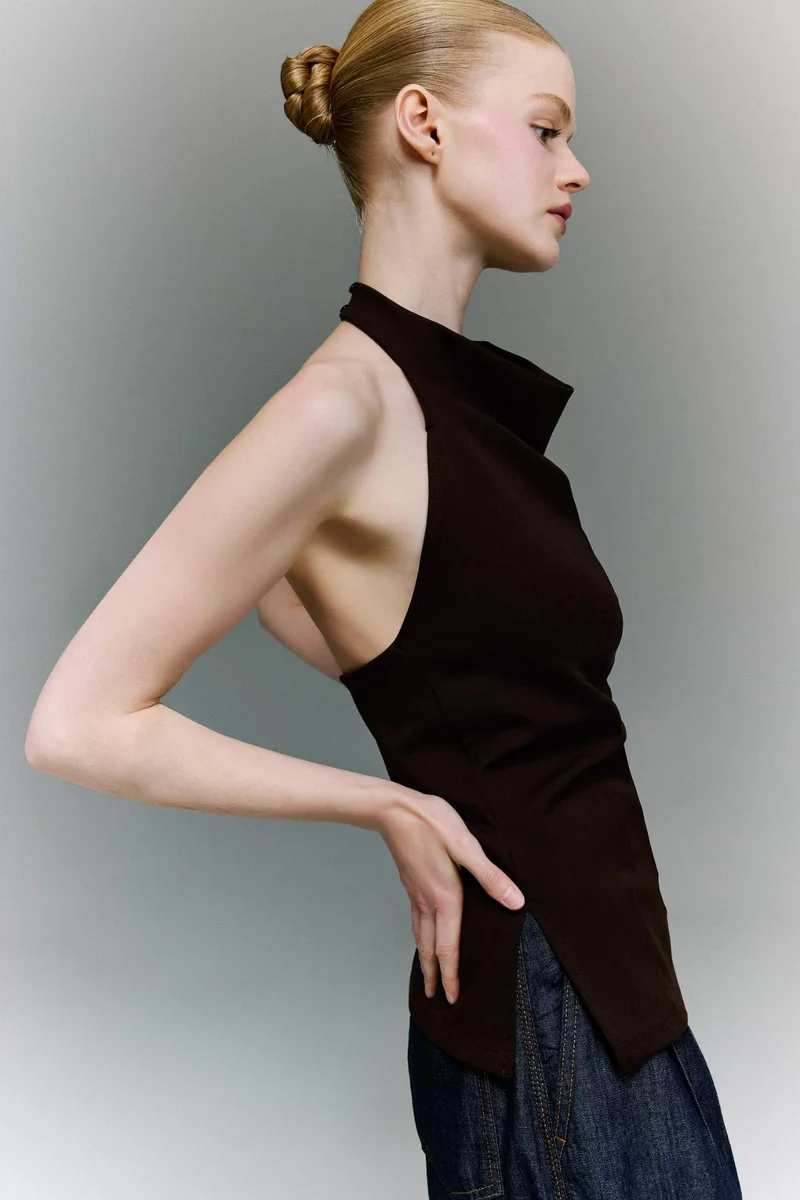 ديفاكتو Slim Fit Halter Collar Tank Top