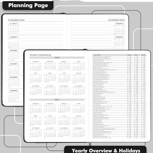 Lemome Daily Planner 2026-2027 - Diary 2026-2027, Appointment Book with Tabs, Pen Loop, Bookmarks, Inner Pocket, July 2026 to June 2027, 5.75" x 8.25" - Image 5