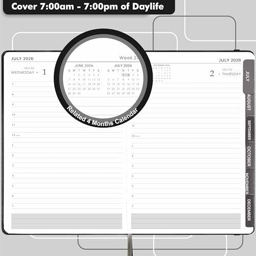 Lemome Daily Planner 2026-2027 - Diary 2026-2027, Appointment Book with Tabs, Pen Loop, Bookmarks, Inner Pocket, July 2026 to June 2027, 5.75" x 8.25" - Image 3