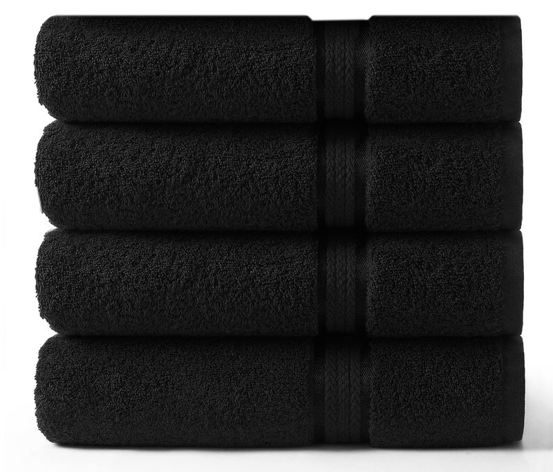 COTTON CRAFT Ultra Soft Bath Towels - 4 Pack Extra Large Bath Towel Set - Oversized 30x54 - Absorbent Everyday Luxury Hotel Spa Gym Shower Beach Pool Camp Travel Dorm - 100% Cotton - 580 GSM - Black - Image 1