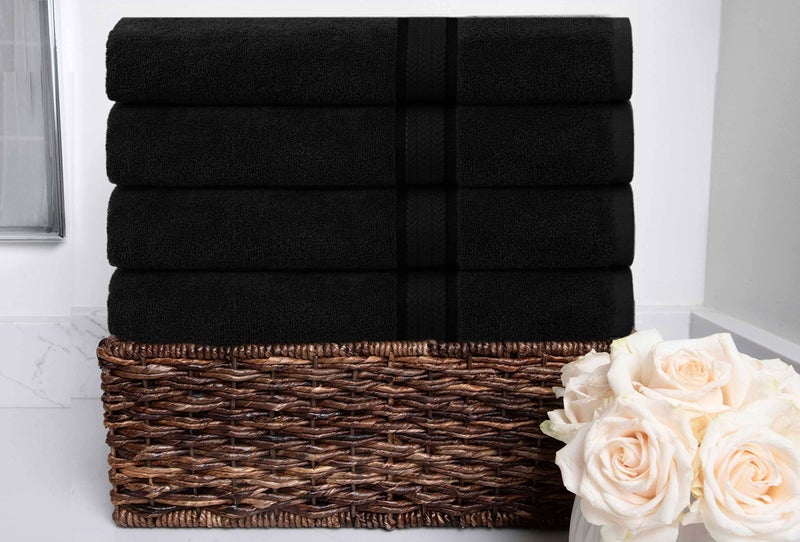 COTTON CRAFT Ultra Soft Bath Towels - 4 Pack Extra Large Bath Towel Set - Oversized 30x54 - Absorbent Everyday Luxury Hotel Spa Gym Shower Beach Pool Camp Travel Dorm - 100% Cotton - 580 GSM - Black - Image 5