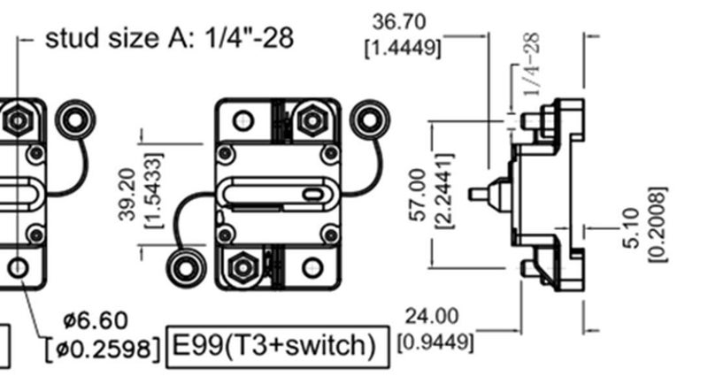 ZOOKOTO 12V- 48V DC 70 Amp Manual Reset Circuit Breaker Waterproof - Image 2