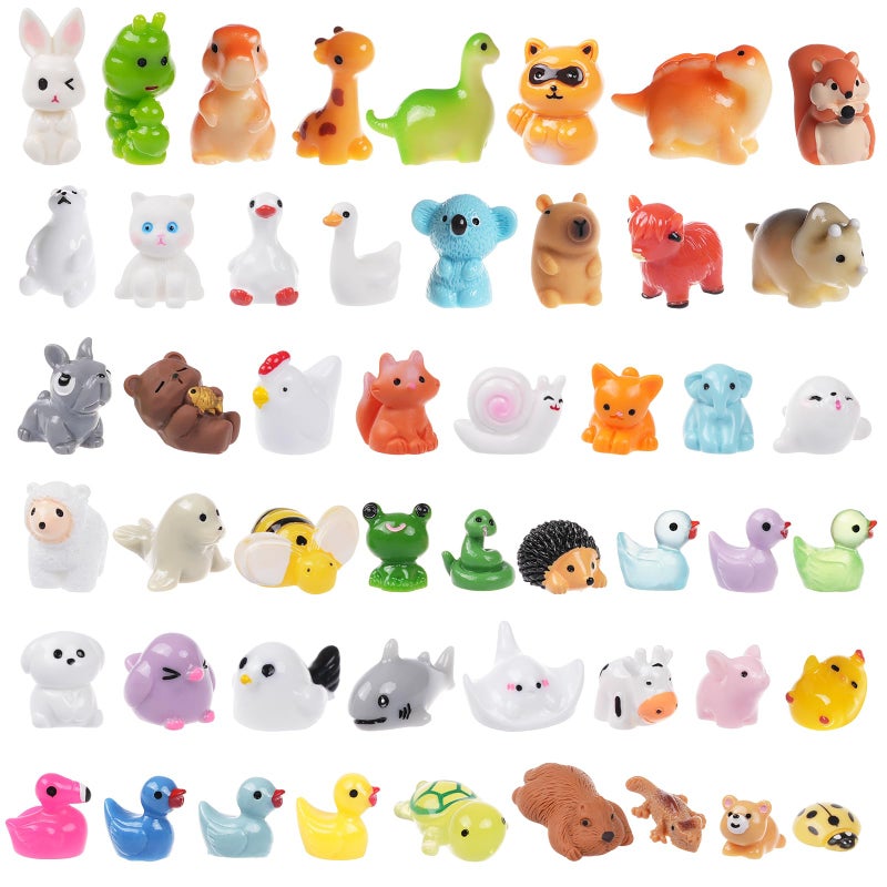 BeadRiver 50PCS Mini Resin Animals Tiny Animals Miniature Figurines Bulk for Micro Fairy Garden Landscape Dollhouse Accessories Hide and Seek Crafts Decor Aquarium Toys - Image 1