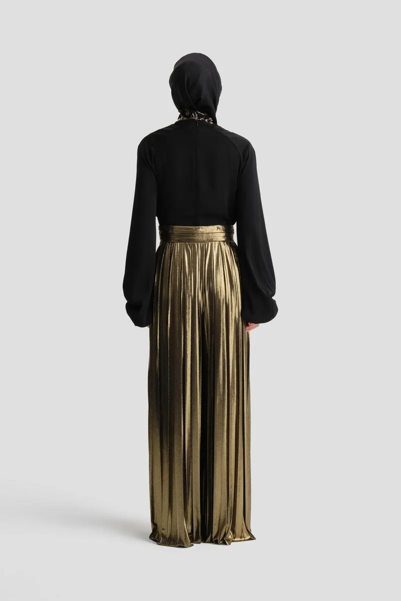 ARMINE بنطلون مطوي لامع 24K2701 ذهبي