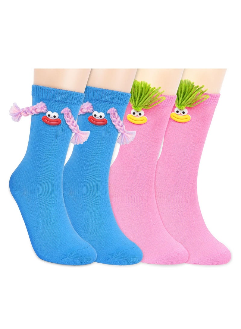 CMGTYYD. جوارب مضحكة، 2 زوج من الجوارب الكرتونية المبتكرة للأولاد والبنات، ملونة ولطيفة، مثالية للهدايا وهدايا الحفلات وهدايا أعياد الميلاد، وملابس يومية ممتعة - Image 1