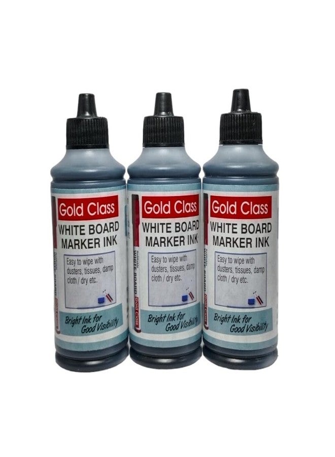 Gold Class White Board Marker Ink(100ml) (Pack of 3) (Black)| Suitable for White Board Surface |School Stationery |Easily Refill |Bold Black Color |Smudge Proof|Quick Drying |Indian Brand. - Image 1
