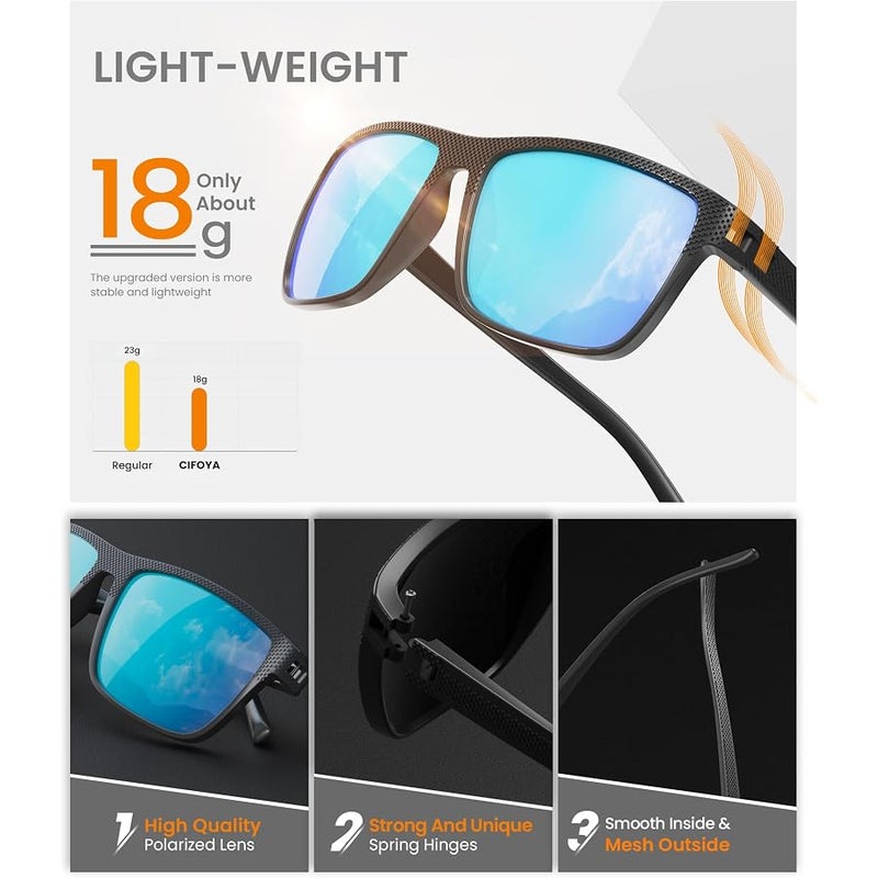 CIFOYA Mens Sunglasses, Polarized Sunglasses Men Womens Trendy Square for Driving Fishing Sun Glasses UV400 Protection 3 Pack - Image 4