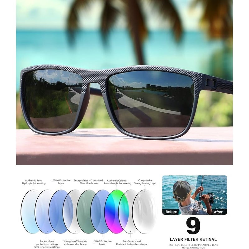 CIFOYA Mens Sunglasses, Polarized Sunglasses Men Womens Trendy Square for Driving Fishing Sun Glasses UV400 Protection 3 Pack - Image 5