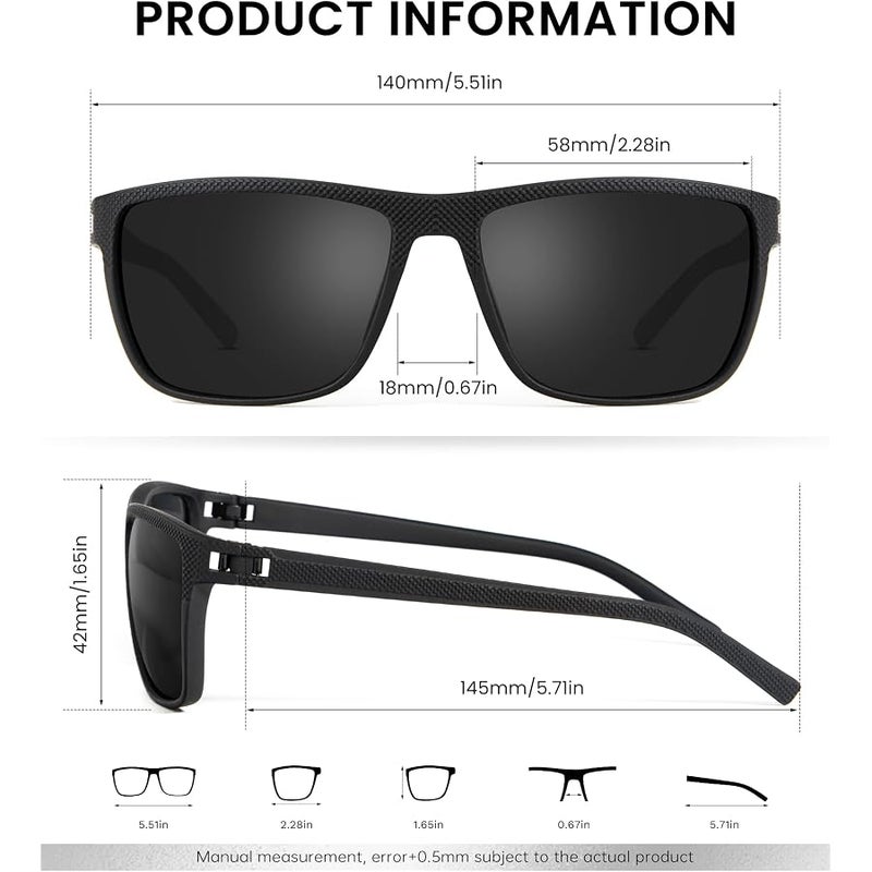 CIFOYA Mens Sunglasses, Polarized Sunglasses Men Womens Trendy Square for Driving Fishing Sun Glasses UV400 Protection 3 Pack - Image 3