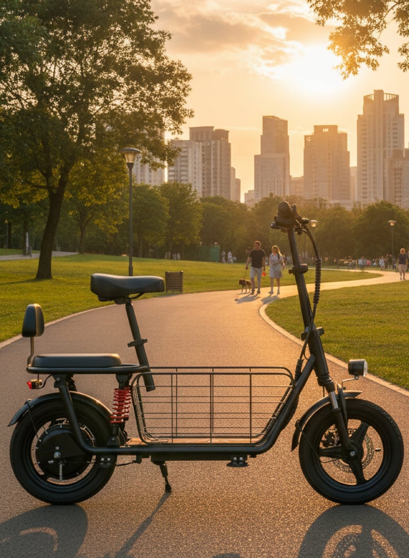 Windhorse C3 Electric Scooter 500W Motor Peak 850W 50KM/H 48V 10Ah Battery 40KM Range Dual Seat Dual Suspension 14” Tires Storage Basket LED Display Black - Image 5