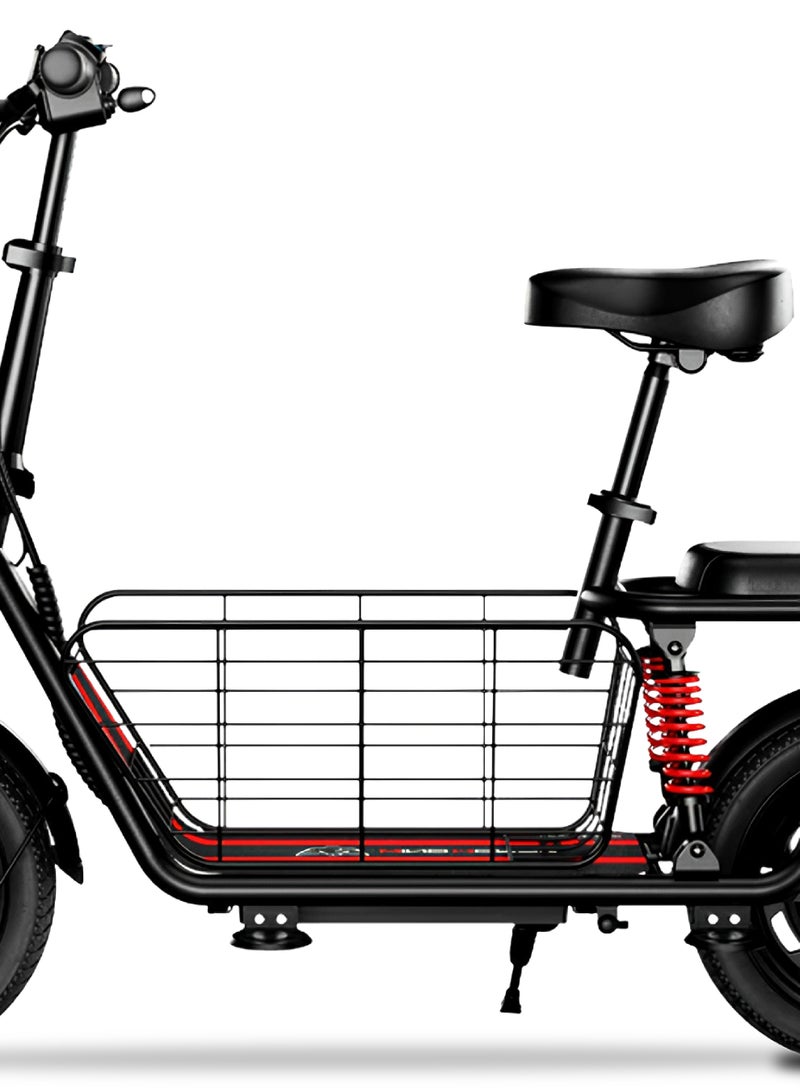 Windhorse C3 Electric Scooter 500W Motor Peak 850W 50KM/H 48V 10Ah Battery 40KM Range Dual Seat Dual Suspension 14” Tires Storage Basket LED Display Black - Image 4