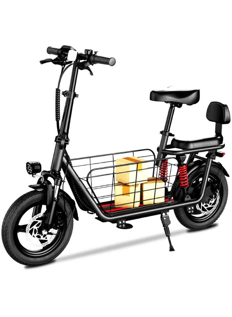 Windhorse C3 Electric Scooter 500W Motor Peak 850W 50KM/H 48V 10Ah Battery 40KM Range Dual Seat Dual Suspension 14” Tires Storage Basket LED Display Black - Image 2