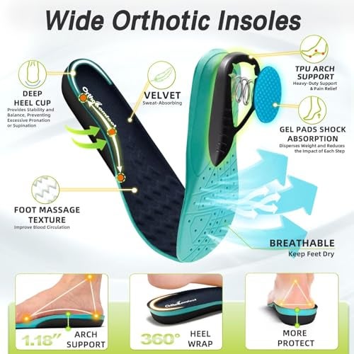 OrthoComfoot Orthopedic Diabetic Slip-On Men's Wide Shoes: Comfortable Arch Support Sneakers, Plantar Fasciitis Wide Toe Box Work Tennis Outdoor Walking Shoes for Swollen Feet Pain, Dark Blue Size 12 - Image 5