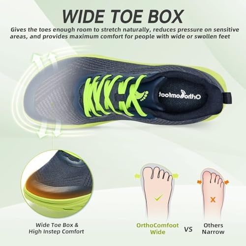 OrthoComfoot Orthopedic Diabetic Slip-On Men's Wide Shoes: Comfortable Arch Support Sneakers, Plantar Fasciitis Wide Toe Box Work Tennis Outdoor Walking Shoes for Swollen Feet Pain, Dark Blue Size 12 - Image 2