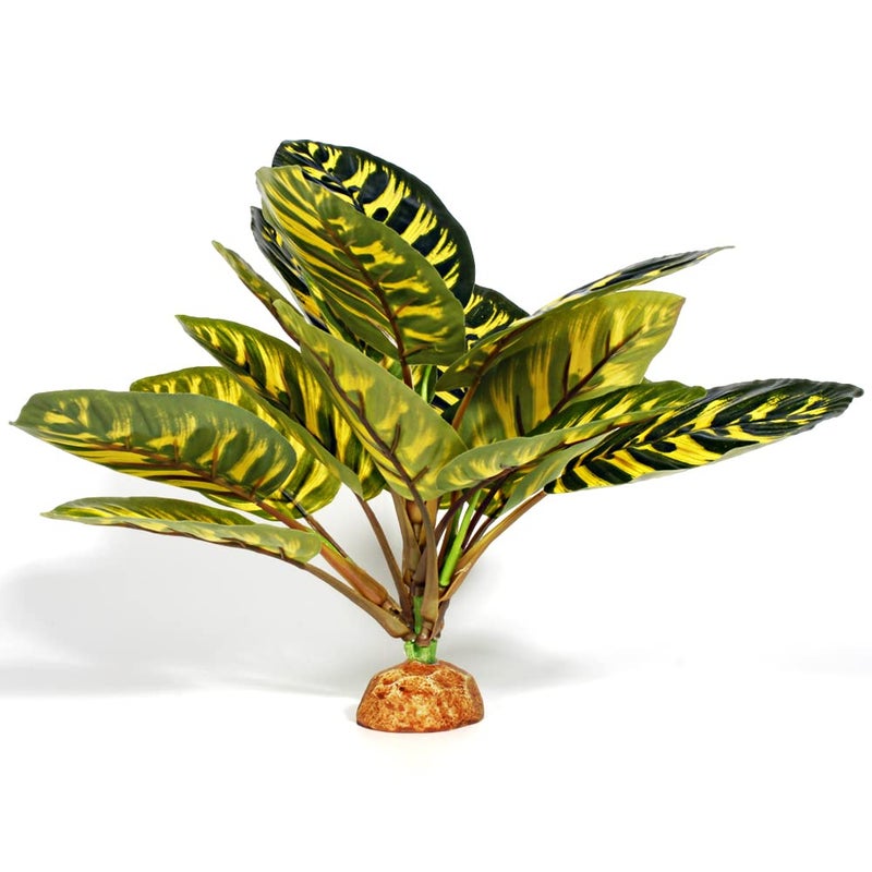 WOLEDOE Reptile Terrarium Decor Plants Bearded Dragon Tank Accessories fit Crested Gecko Leopard Lizard Chameleon Ball Python Snake Frog  Yellow Fake Prayer Peacock Plants
