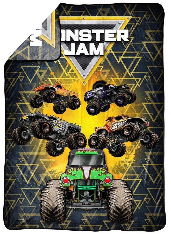 Jay Franco Jay Franco Monster Jam MJ Life Blanket - Measures 62 x 90 inches, Kids Bedding Features Grave Digger - Fade Resistant Super Soft Fleece  - Image 2