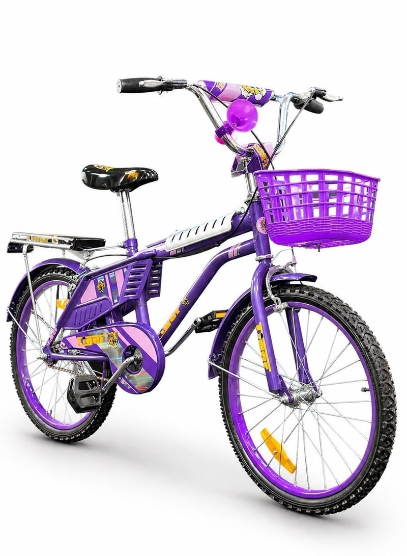 Tiger 20-Inch Kids Bicycle – Practical Design with Front Basket & Rear Seat