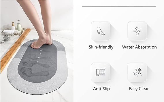 Nirgun Empex Super Absorbent Floor Mat MultiSize Bathroom AntiSlip Bath Mats for Home Microfiber Quick Dry Bathroom Carpet Morandi Color Matching Diatom Mud Bath Mat - Image 3