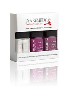 Dr.'s Remedy All Natural Vegan Nail Polish Brilliant Berry Organic NonToxic 3 Piece Quick Dry Long Lasting  Total TwoInOne Glaze Brave Berry Mindful Mulberry  - Image 1