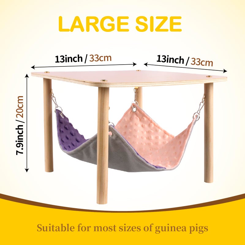 BESNEW Enlarged Guinea Pig Hammock with Wooden Stand,Small Animal Hanging Bed Large Platform for Guinea Pigs Bunny Ferret Hamster Hiding Sleeping 13L x 13W x 11H in - Image 4