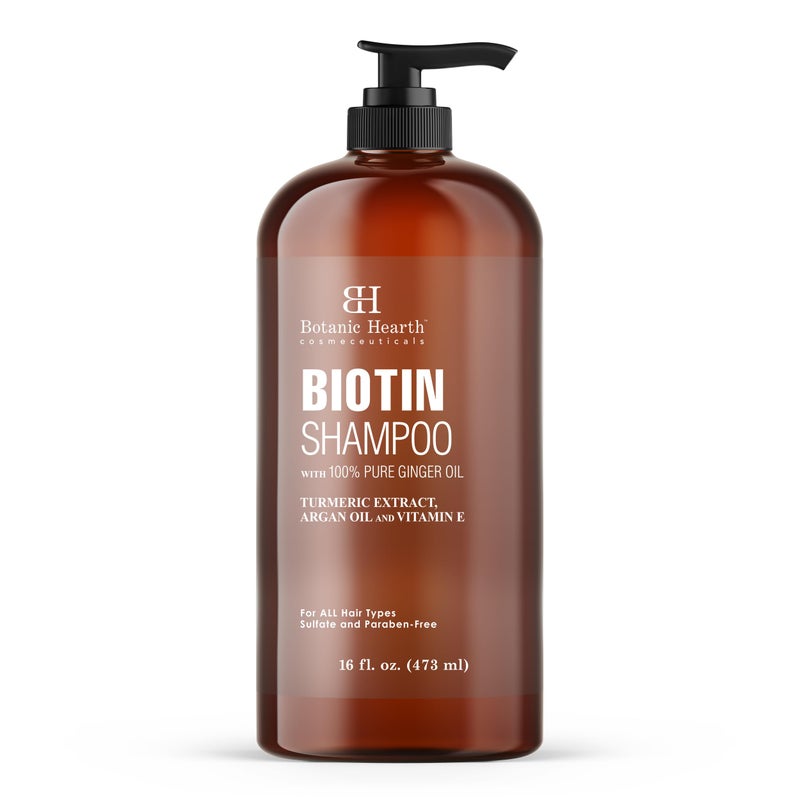 Botanic Hearth Biotin Shampoo with 100% Pure Ginger Oil | Sulfate & Paraben | Free | Enriched with Turmeric Extract, Argan Oil & Vitamin E | for All Hair Types | 16 Fl. Oz - Image 1