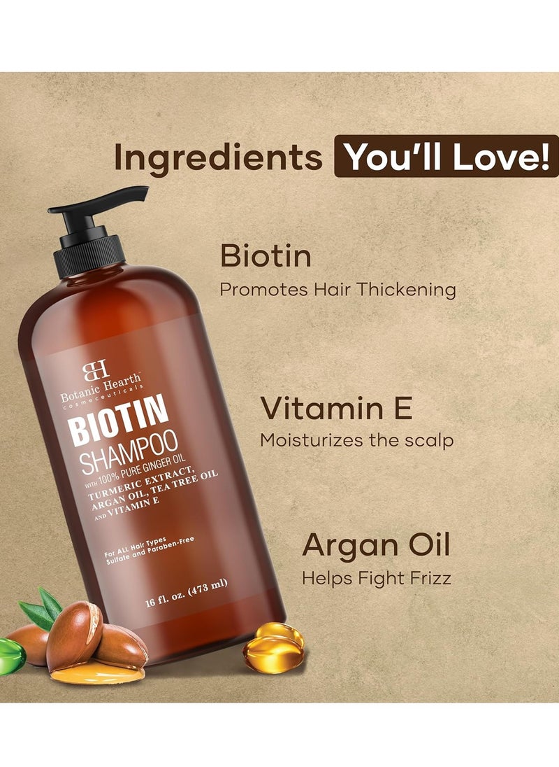 Botanic Hearth BOTANIC HEARTH Biotin Shampoo - 16 fl oz - Promotes Thicker, Fuller Hair - Hydrating & Nourishing Formula for Stronger Hair Growth - Sulfate-Free, Paraben-Free, Safe for All Hair Types  - Image 4
