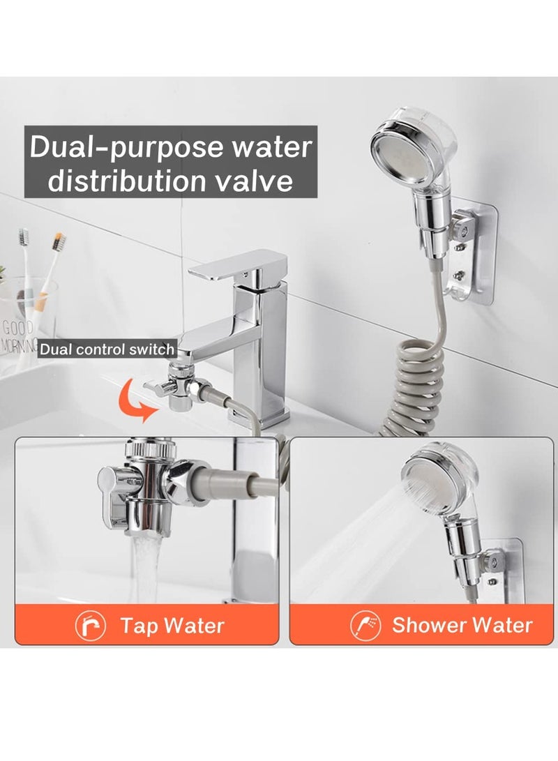 SYOSI Handheld Shower Head and Hose Set 1.5m High Pressure Handheld Shower Head Set Increase Pressure Sink Hose Attachment Shower Assembly Handheld Spray No Punching Required for Bathroom and Kitchen - Image 4