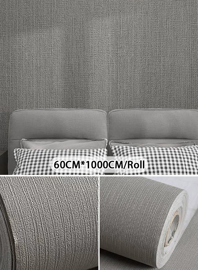 NOAEOU Wallpaper Cloth patterned wall paper Self Adhesive Peel and Stick Wallpaper Contact Paper Removable Waterproof Room Wallpapers Wrap Cabinet Furniture Textured Renter (Light gray) - Image 1