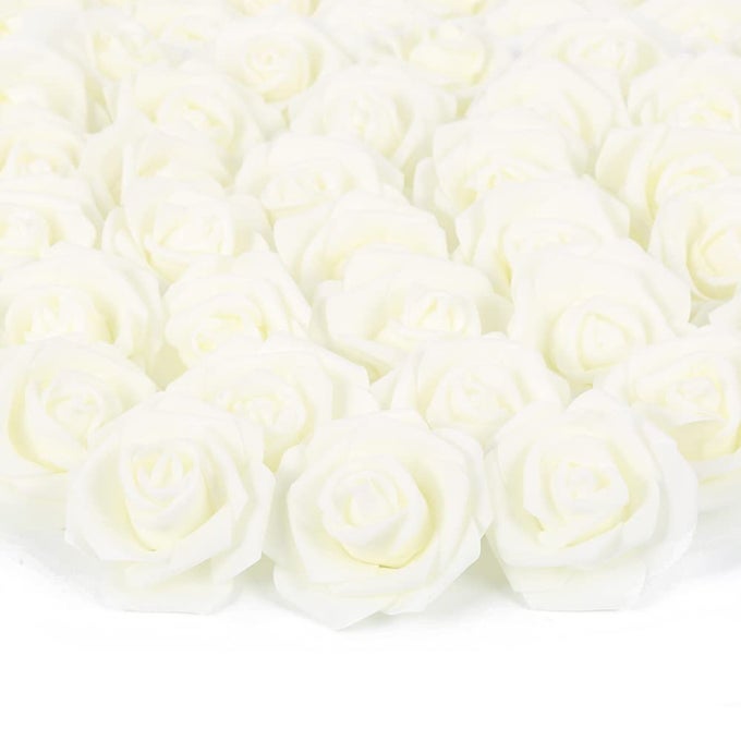 ARTIFICIAL ROSE FLOWERS 200 PCS FOAM ROSE BULK IVORY FAKE FLOWER HEADS FOR DIY WEDDING BOUQUETS ROSE WALL KISSING BALLS BRIDAL SHOWER CENTERPIECES ARRANGEMENTS PARTY TABLES DECORATIONSIVORY