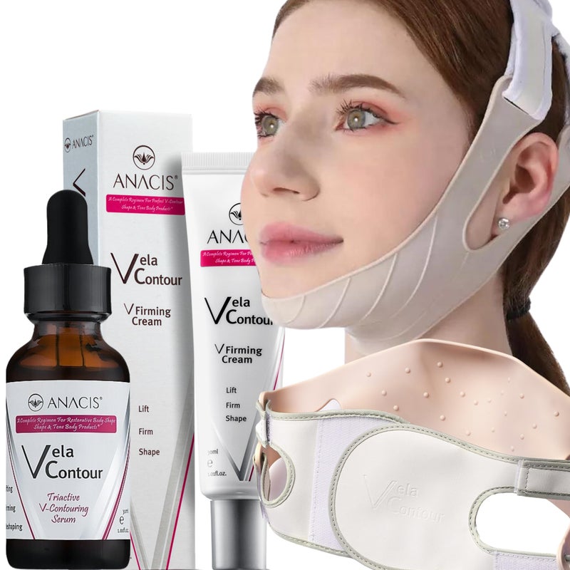 Anacis Advanced Set Neck Cream Serum Facial Belt Works for Visible Correction of Neck Chin and Jawline  Fine Lines  Neck Wrinkles  Sagging Skin Serum Belt Cream