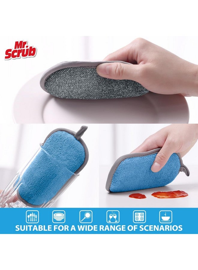 MR. SCRUB Sponges Kitchen Dish Sponge for Washing Dishes Cleaning Kitchen, All-Purpose, 6 Pack, Non Scratch, Rough Scrubbers Side for Non-Stick Cookware, Soft Microfiber Scrub Side for Dishes, Mr. Scrub - Image 3