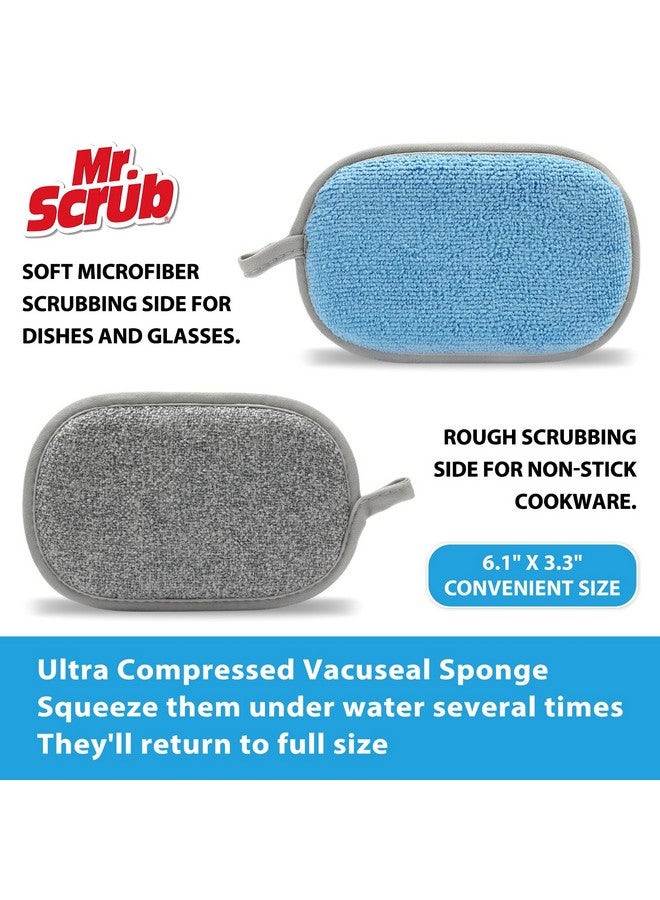 MR. SCRUB Sponges Kitchen Dish Sponge for Washing Dishes Cleaning Kitchen, All-Purpose, 6 Pack, Non Scratch, Rough Scrubbers Side for Non-Stick Cookware, Soft Microfiber Scrub Side for Dishes, Mr. Scrub - Image 4