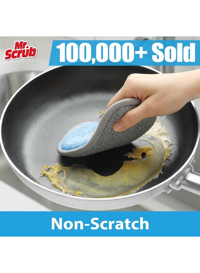MR. SCRUB Sponges Kitchen Dish Sponge for Washing Dishes Cleaning Kitchen, All-Purpose, 6 Pack, Non Scratch, Rough Scrubbers Side for Non-Stick Cookware, Soft Microfiber Scrub Side for Dishes, Mr. Scrub - Image 2