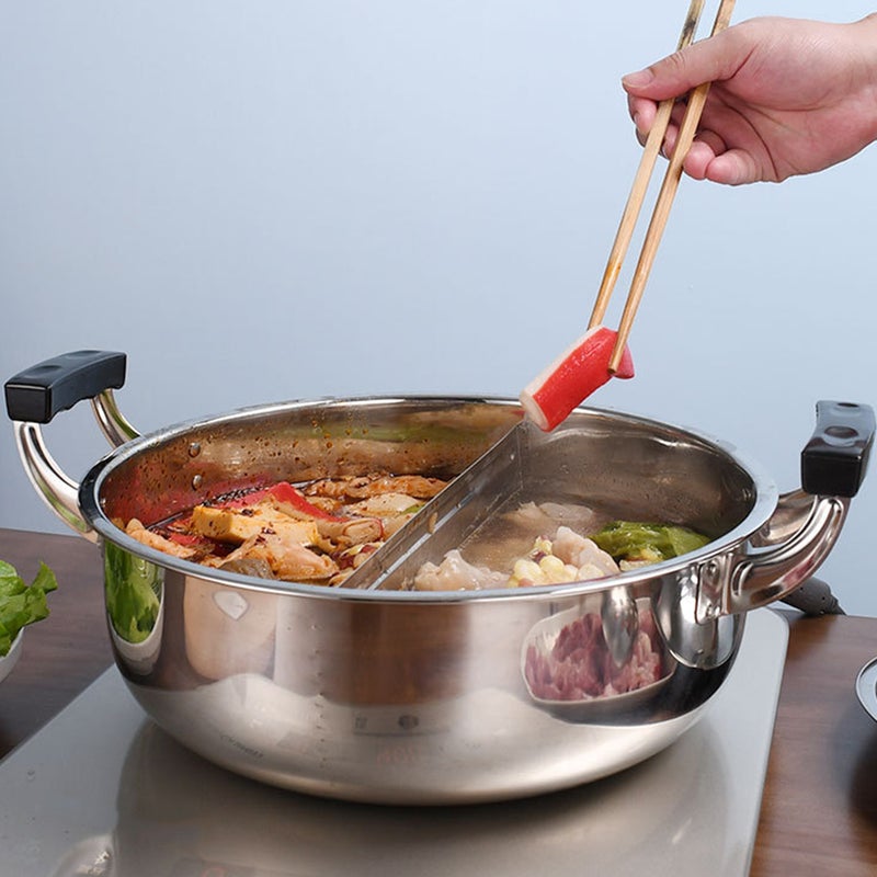 Dual Handle Hotpot Pot Stainless Steel Divided Hot Pot Multi-function Stockpot Home Accessory - Image 4