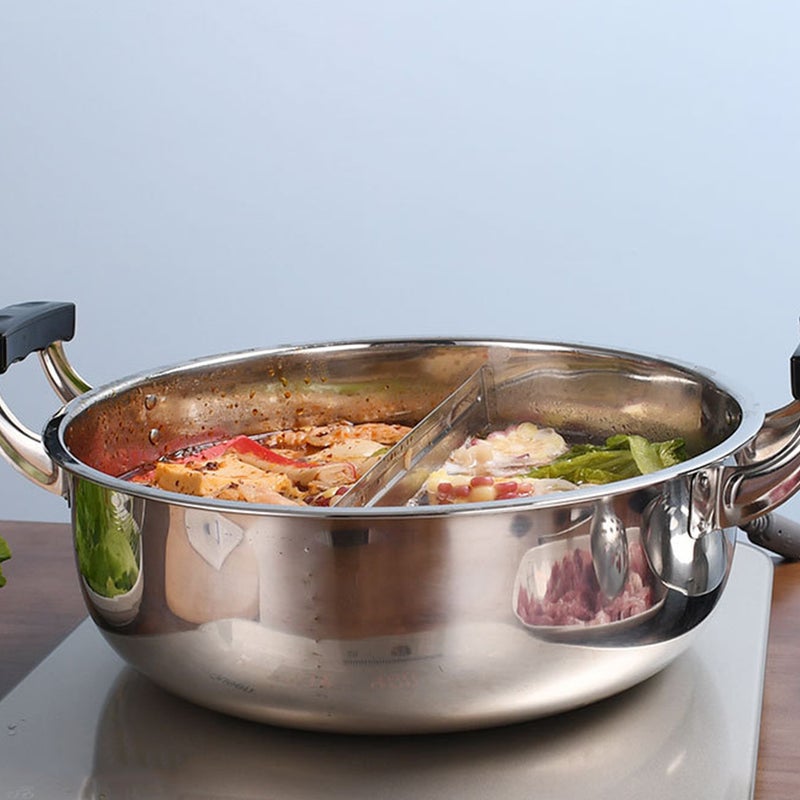 Dual Handle Hotpot Pot Stainless Steel Divided Hot Pot Multi-function Stockpot Home Accessory - Image 3