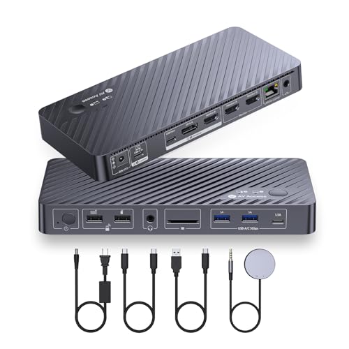 v AV Access AV Access iDock P10 KVM Docking Station 2 Monitors 2 PCs, GbE, EDID, 5xUSB-A, 65W PD, USB C Hub, 4K@60Hz HDMI & DisplayPort USB C KVM Switch Dual Monitor Laptop & Desktop, Audio, SD, Remote Switch - Image 1
