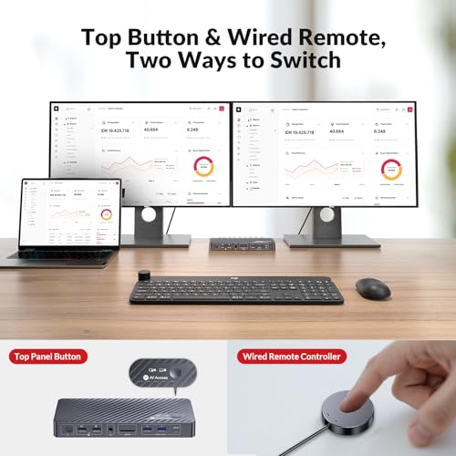 v AV Access AV Access iDock P10 KVM Docking Station 2 Monitors 2 PCs, GbE, EDID, 5xUSB-A, 65W PD, USB C Hub, 4K@60Hz HDMI & DisplayPort USB C KVM Switch Dual Monitor Laptop & Desktop, Audio, SD, Remote Switch - Image 5