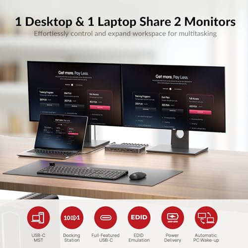 v AV Access AV Access iDock P10 KVM Docking Station 2 Monitors 2 PCs, GbE, EDID, 5xUSB-A, 65W PD, USB C Hub, 4K@60Hz HDMI & DisplayPort USB C KVM Switch Dual Monitor Laptop & Desktop, Audio, SD, Remote Switch - Image 3
