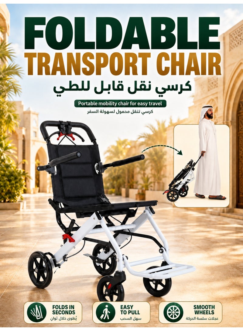 WALALLA Ultralight Only 6.2kg Transport Wheelchair, Folding Portable Boarding Travelling Wheelchair with Hand Brake,Wheelchairs for Adults, Folding Wheelchairs,Trolleys for Elderly Aircraft Travel - Image 1