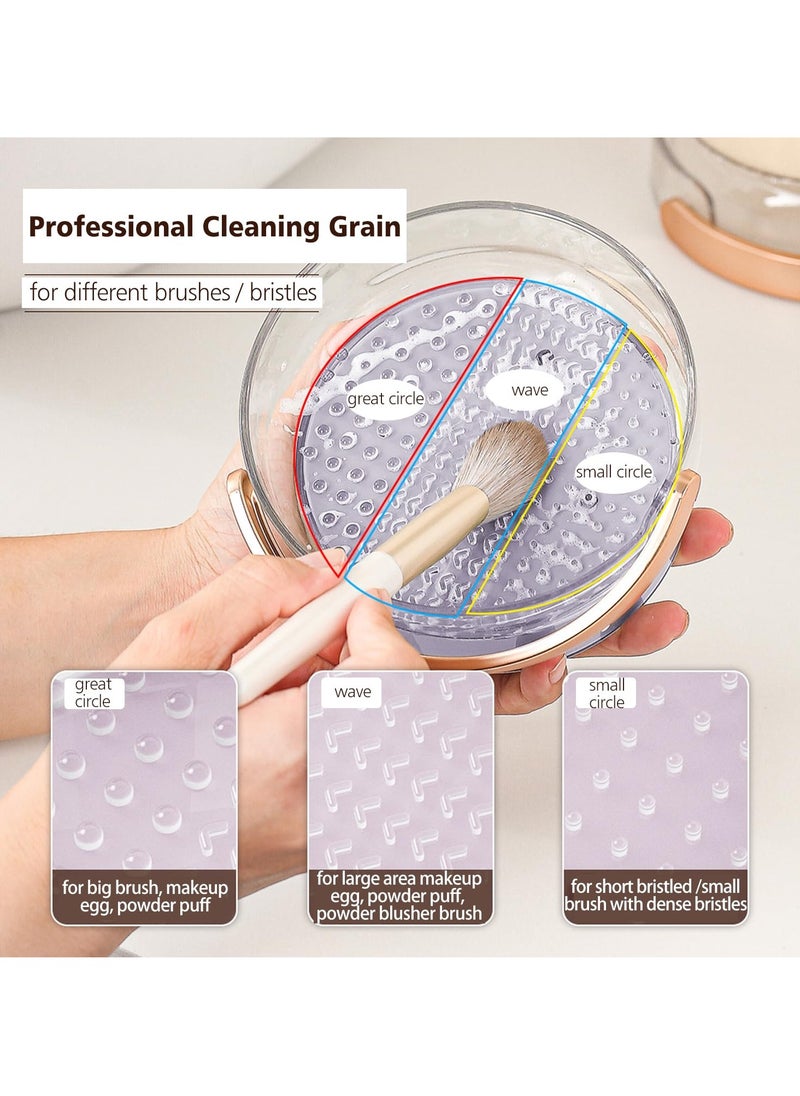 SYOSI Makeup Brush Cleaning Bowl, 3 in 1 Silicone Makeup Brush Cleaner for Clean and Dry Makeup Brush, Portable Washing Tool for Makeup Brush and Makeup Sponge (Cream)