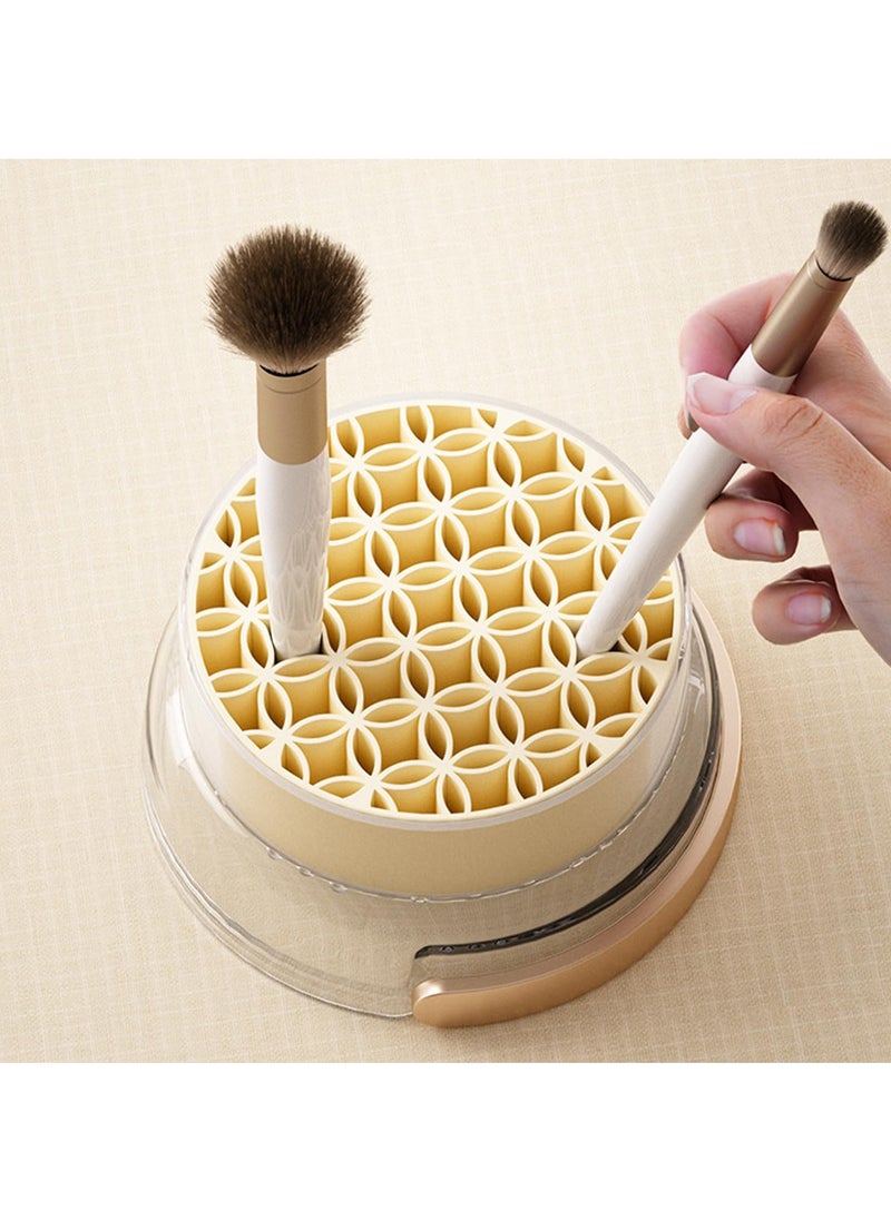 SYOSI Makeup Brush Cleaning Bowl, 3 in 1 Silicone Makeup Brush Cleaner for Clean and Dry Makeup Brush, Portable Washing Tool for Makeup Brush and Makeup Sponge (Cream)