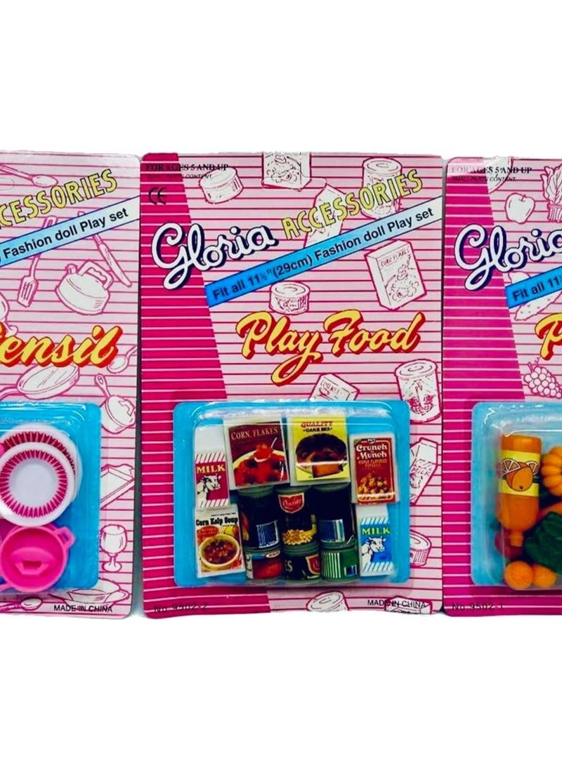 Gloria Dollhouse Furniture Utensil Food and Vegetable Set