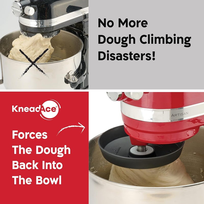 KNEADACE غطاء خطاف العجن الحلزوني لخلاط KitchenAid - يمنع العجين من انسداد خلاط الرفع الخاص بك - متوافق مع خطاف العجن من KitchenAid. (مع محولين - يناسب جميع الخطافات الحلزونية من KA) - Image 2