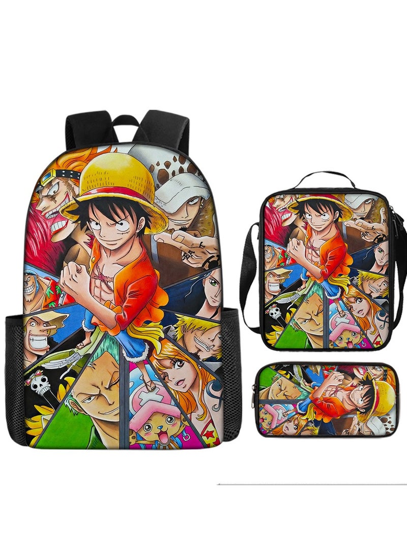 One Piece Backpack Primary And Secondary School Bags One Piece Backpack Cartoon School Bag Three-piece Set - Image 1